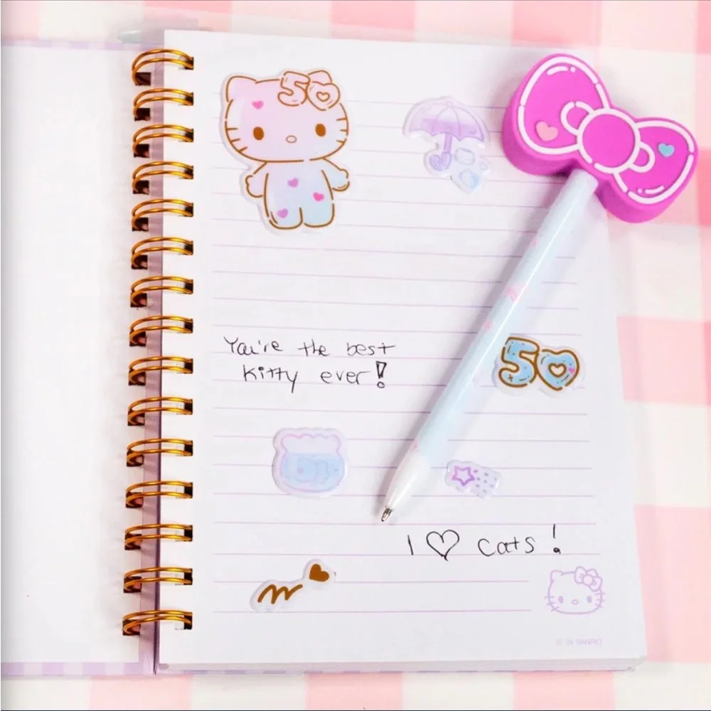 Hello Kitty Purple Stripe Embroidered Journal